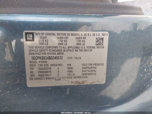 Продаж на аукціоні авто 2011 Chevrolet Silverado 1500 Lt, vin: 3GCPKSE34BG349572, номер лоту: 45158075