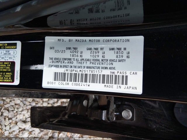 Aukcja sprzedaży 2025 Mazda Mazda3 2.5 S Preferred, vin: JM1BPALM2S1785157, numer aukcji: 45158123