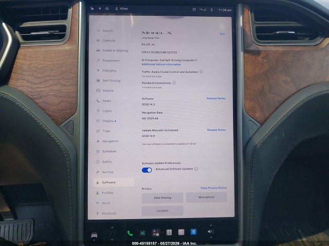 45158157 :رقم المزاد ، 5YJXCBE2XMF323703 vin ، 2021 Tesla Model X Long Range Dual Motor All-wheel Drive/long Range Plus Dual Motor All-wheel Drive مزاد بيع