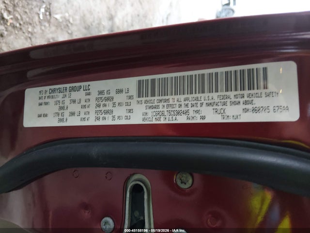 45158196 :رقم المزاد ، 1C6RD6LT5CS302405 vin ، 2012 Ram 1500 Slt مزاد بيع
