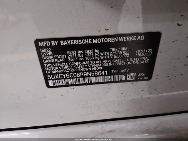 Aukcja sprzedaży 2023 Bmw X6 Xdrive40i, vin: 5UXCY6C08P9N58641, numer aukcji: 45158256