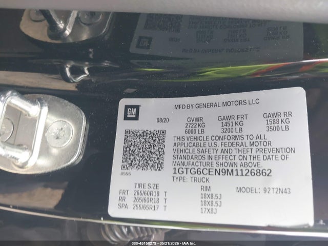 2021 Gmc Canyon 4wd  Short Box Elevation მანქანა იყიდება აუქციონზე, vin: 1GTG6CEN9M1126862, აუქციონის ნომერი: 45158279