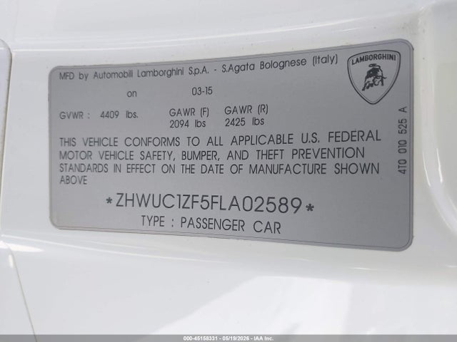 Lamborghini Huracan Lp610-4 2015 ZHWUC1ZF5FLA02589 Image 9