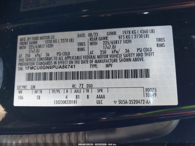Ford Escape Active 2023 1FMCU0GN6PUA86741 Image 9