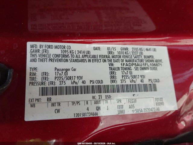 Продаж на аукціоні авто 2015 Ford C-max Hybrid Se, vin: 1FADP5AU1FL106871, номер лоту: 45158400