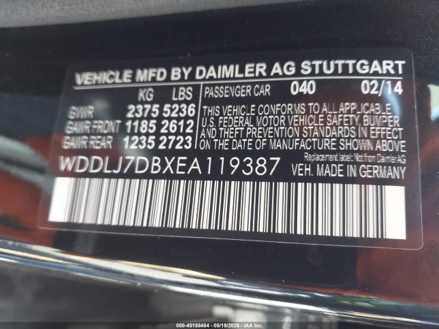 Aukcja sprzedaży 2014 Mercedes-benz Cls 550, vin: WDDLJ7DBXEA119387, numer aukcji: 45158484