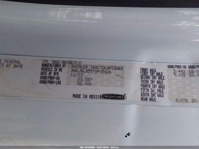Aukcja sprzedaży 2014 Freightliner Cascadia 125, vin: 3AKJGLD55ESFV5426, numer aukcji: 45158495