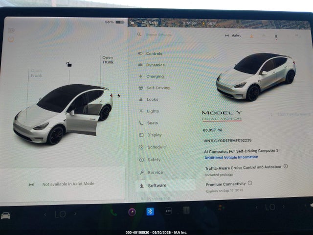 2021 Tesla Model Y Performance Dual Motor All-wheel Drive მანქანა იყიდება აუქციონზე, vin: 5YJYGDEF6MF092239, აუქციონის ნომერი: 45158530
