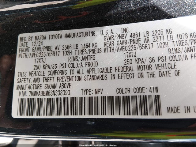 Aukcja sprzedaży 2025 Mazda Cx-50 2.5 S Preferred Package, vin: 7MMVABBM6SN338393, numer aukcji: 45158562
