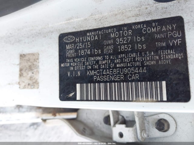 Aukcja sprzedaży 2015 Hyundai Accent Gls, vin: KMHCT4AE8FU905444, numer aukcji: 45158591
