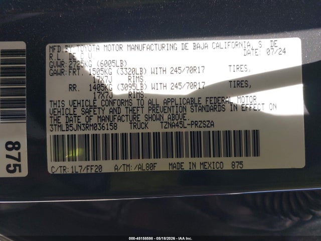 Toyota Tacoma Sr5 2024 3TMLB5JN3RM036158 Image 9
