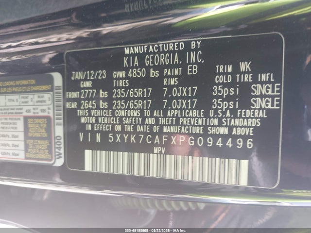 2023 Kia Sportage X-pro Prestige მანქანა იყიდება აუქციონზე, vin: 5XYK7CAFXPG094496, აუქციონის ნომერი: 45158609