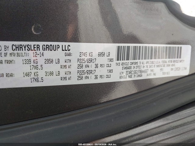 45158631 :رقم المزاد ، 2C4RC1BG1FR644667 vin ، 2015 Chrysler Town & Country Touring مزاد بيع