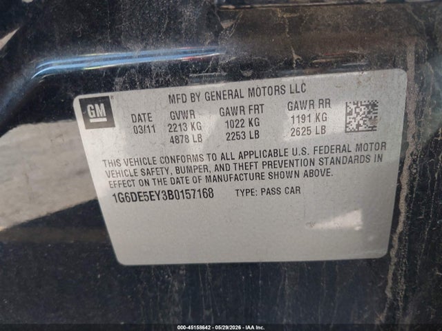 Продажа на аукционе авто 2011 Cadillac Cts Luxury, vin: 1G6DE5EY3B0157168, номер лота: 45158642