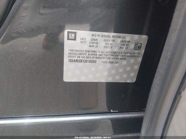 2018 Cadillac Cts Luxury მანქანა იყიდება აუქციონზე, vin: 1G6AR5SX7J0126300, აუქციონის ნომერი: 45158649