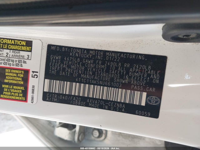 4T1C11AK5NU661003 Toyota CAMRY LE