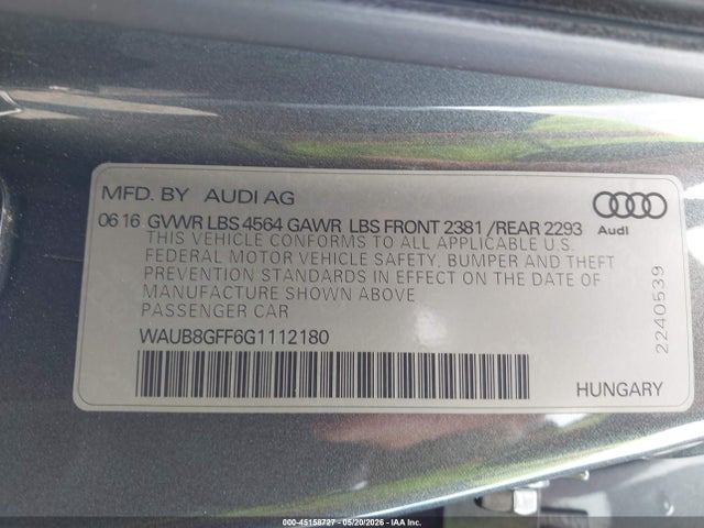 WAUB8GFF6G1112180 Audi A3 2.0t Premium