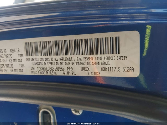 1C6RR7LG5GS191550 RAM 1500 Outdoorsman