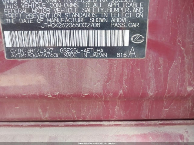 Aukcja sprzedaży 2006 Lexus Is 250, vin: JTHCK262065002708, numer aukcji: 45158744