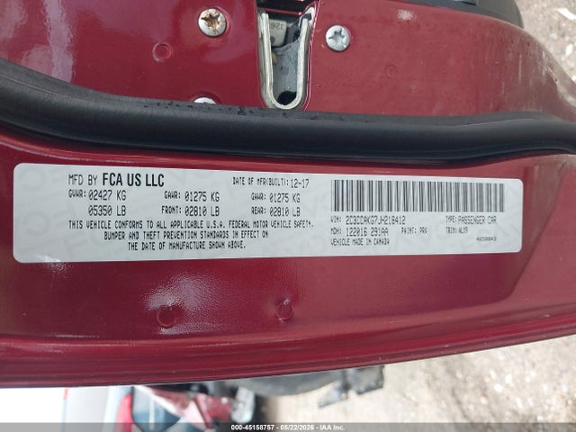 Продаж на аукціоні авто 2018 Chrysler 300 Limited Awd, vin: 2C3CCAKG7JH218412, номер лоту: 45158757
