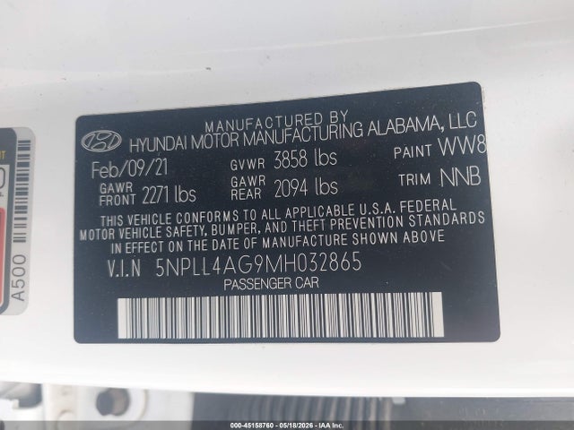 Hyundai ELANTRA SE 2021 5NPLL4AG9MH032865 Image 9