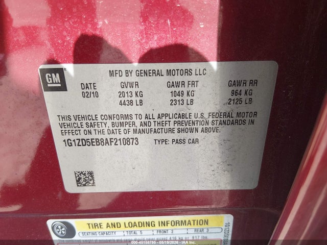 Продаж на аукціоні авто 2010 Chevrolet Malibu Lt, vin: 1G1ZD5EB8AF210873, номер лоту: 45158795