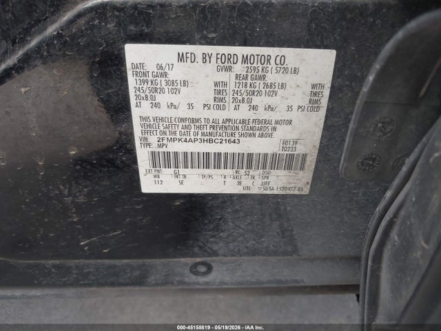 Ford EDGE SPORT 2017 2FMPK4AP3HBC21643 Image 9
