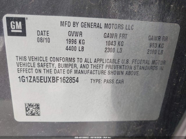 Auction sale of the 2011 Chevrolet Malibu Ls, vin: 1G1ZA5EUXBF162854, lot number: 45158852