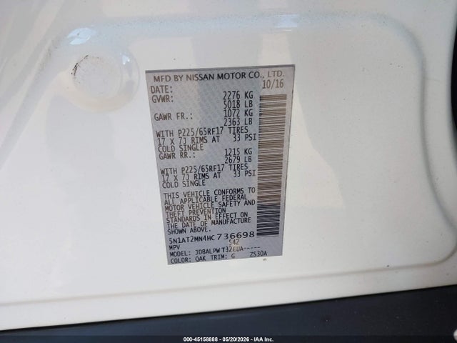 Nissan ROGUE S 2017 5N1AT2MN4HC736698 Image 9