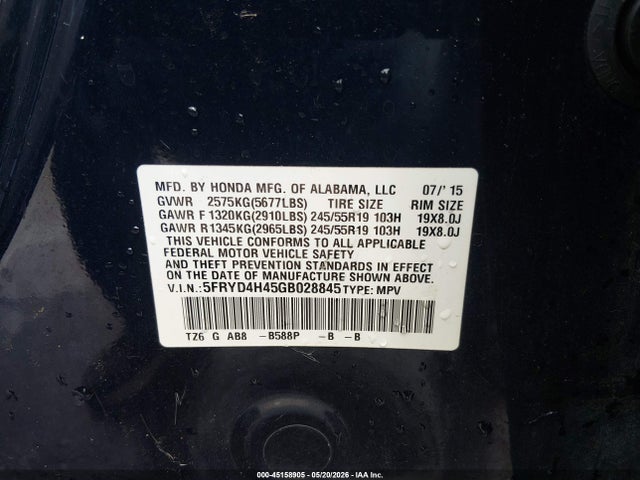 Продажа на аукционе авто 2016 Acura Mdx Technology   Acurawatch Plus Packages/technology Package, vin: 5FRYD4H45GB028845, номер лота: 45158905