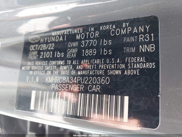 Продаж на аукціоні авто 2023 Hyundai Venue Limited, vin: KMHRC8A34PU220360, номер лоту: 45158965