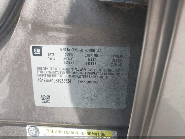 45158969 :رقم المزاد ، 1G1ZB5E19BF258624 vin ، 2011 Chevrolet Malibu Ls مزاد بيع