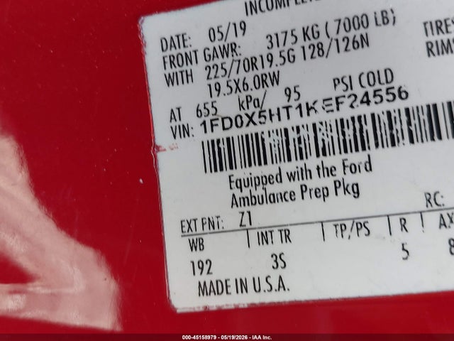 2019 Ford F-550 Chassis Xlt მანქანა იყიდება აუქციონზე, vin: 1FD0X5HT1KEF24556, აუქციონის ნომერი: 45158979