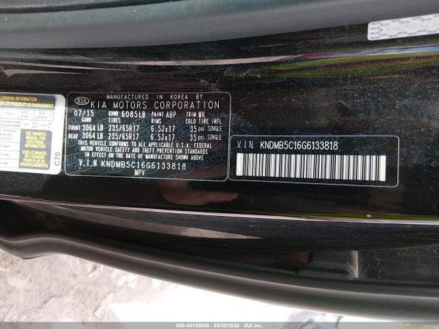 45159006 :رقم المزاد ، KNDMB5C16G6133818 vin ، 2016 Kia Sedona Lx مزاد بيع