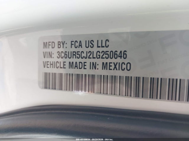 Продажа на аукционе авто 2020 Ram 2500, vin: 3C6UR5CJ2LG250646, номер лота: 45159034