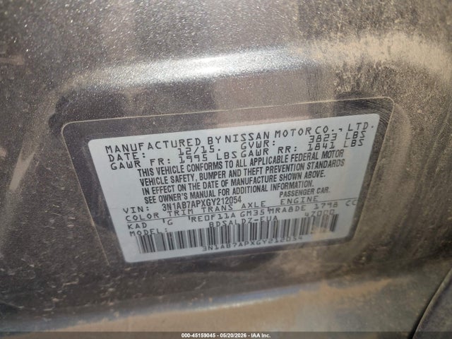 3N1AB7APXGY212054 Nissan SENTRA SV