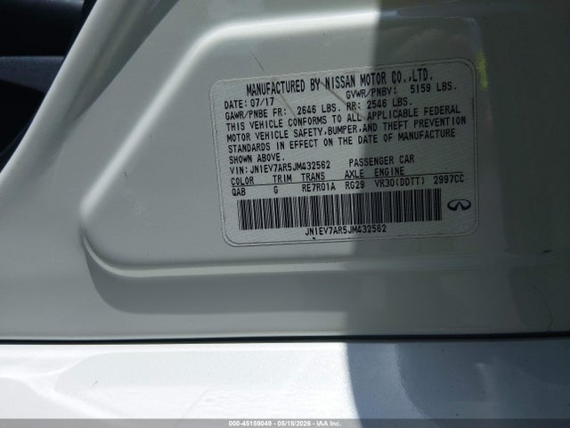 Продаж на аукціоні авто 2018 Infiniti Q50 3.0t Luxe, vin: JN1EV7AR5JM432562, номер лоту: 45159049