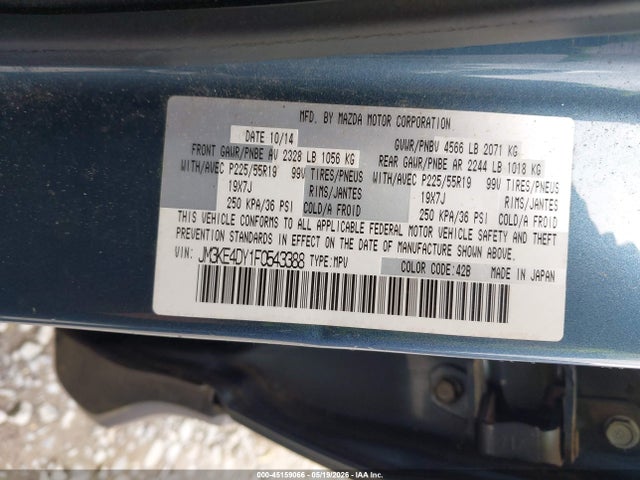 45159066 :رقم المزاد ، JM3KE4DY1F0543388 vin ، 2015 Mazda Cx-5 Grand Touring مزاد بيع