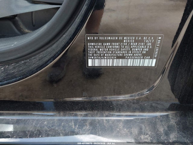 Aukcja sprzedaży 2018 Volkswagen Jetta 1.4t S, vin: 3VW2B7AJ4JM252834, numer aukcji: 45159075