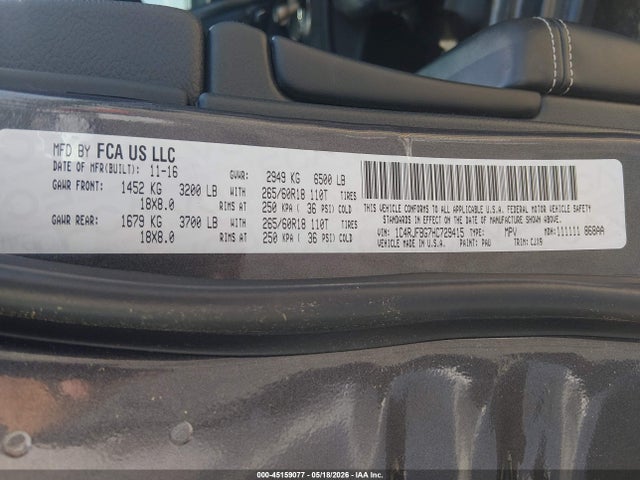 Aukcja sprzedaży 2017 Jeep Grand Cherokee Limited 4x4, vin: 1C4RJFBG7HC729415, numer aukcji: 45159077