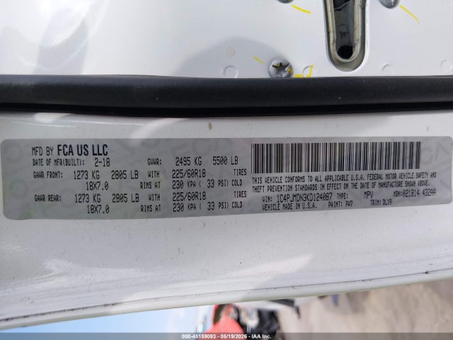 Aukcja sprzedaży 2019 Jeep Cherokee Limited 4x4, vin: 1C4PJMDN3KD124087, numer aukcji: 45159093