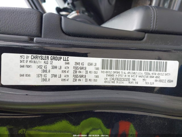Продажа на аукционе авто 2013 Jeep Grand Cherokee Limited, vin: 1C4RJFBG3DC523292, номер лота: 45159094