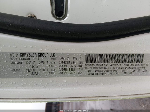 Продаж на аукціоні авто 2015 Dodge Journey Crossroad, vin: 3C4PDDGG0FT600879, номер лоту: 45159140