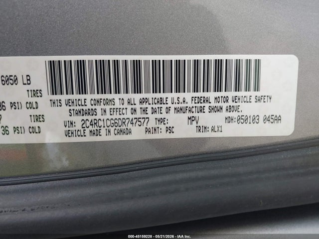Продаж на аукціоні авто 2013 Chrysler Town & Country Touring-l, vin: 2C4RC1CG6DR747577, номер лоту: 45159228