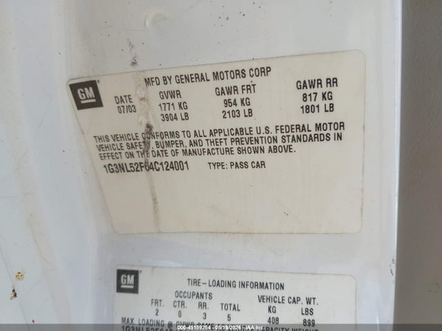 Продажа на аукционе авто 2004 Oldsmobile Alero Gl1, vin: 1G3NL52F64C124001, номер лота: 45159254