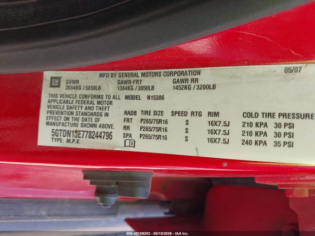 Продаж на аукціоні авто 2007 Hummer H3 Suv, vin: 5GTDN13E778244796, номер лоту: 45159283