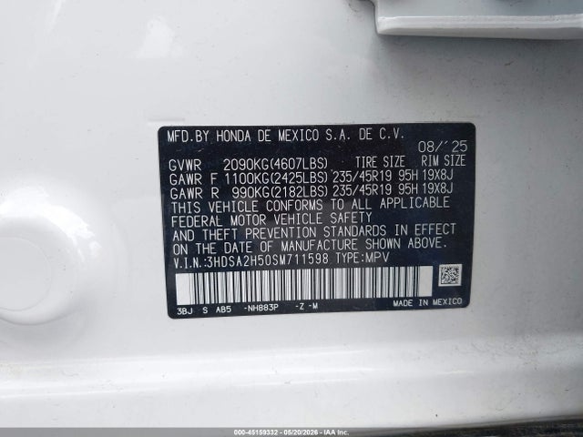 Aukcja sprzedaży 2025 Acura Adx A-spec, vin: 3HDSA2H50SM711598, numer aukcji: 45159332