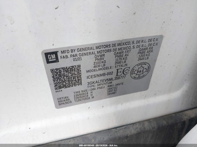 Продажа на аукционе авто 2021 Gmc Terrain Sle, vin: 3GKALTEV5ML359777, номер лота: 45159349