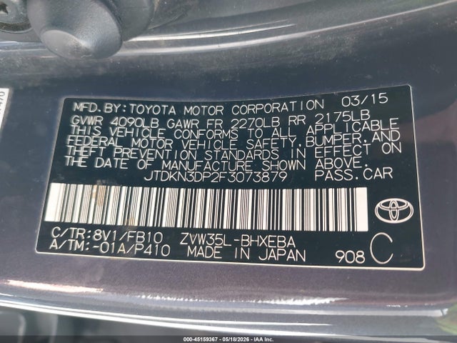 Toyota PRIUS PLUG-IN 2015 JTDKN3DP2F3073879 Image 9