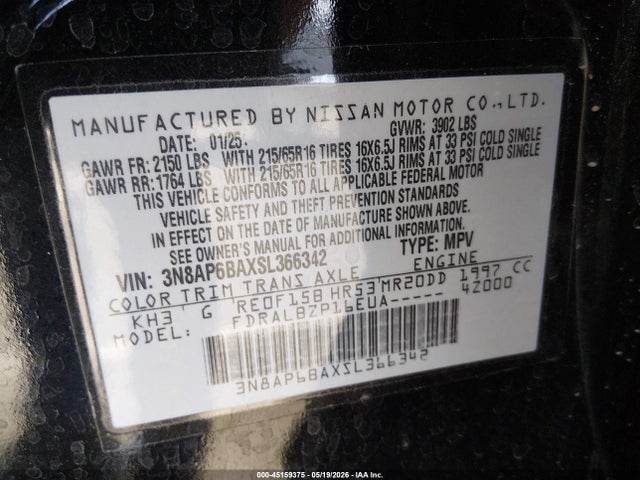 3N8AP6BAXSL366342 Nissan Kicks S Fwd